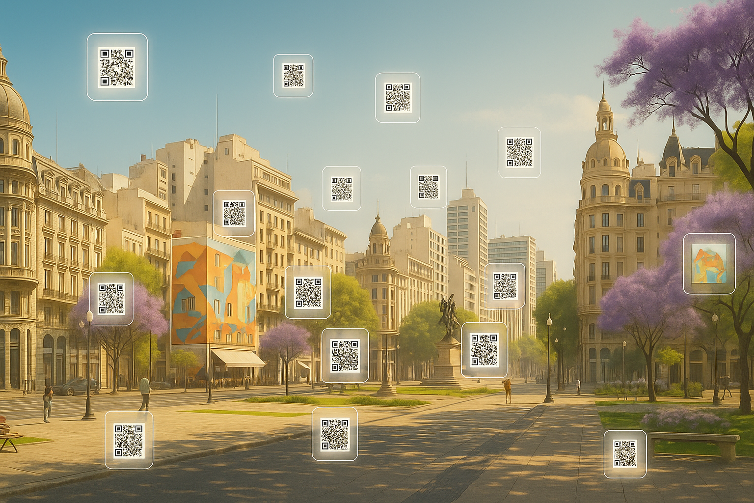 Ciudad de Buenos Aires con códigos QR integrados